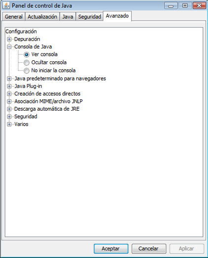 configurarconsolajava
